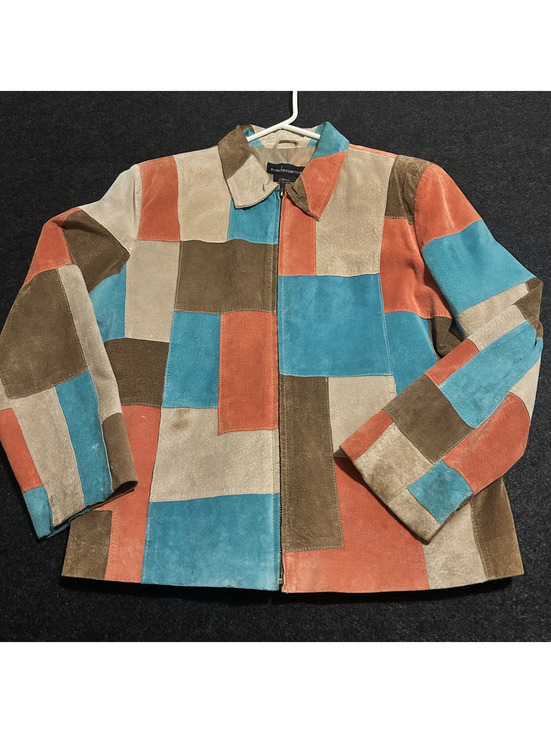 Jackets & Blazers - Vintage Suedessence 100% Suede Leather Patchwork Jacket Boho 70s Zip Up Sz P/L